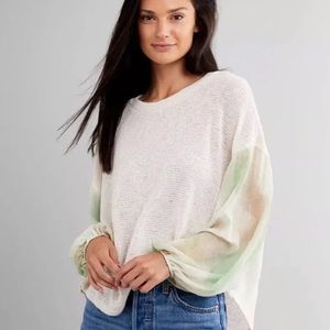 NWT blue pepper cream tie dye ballon sleeves